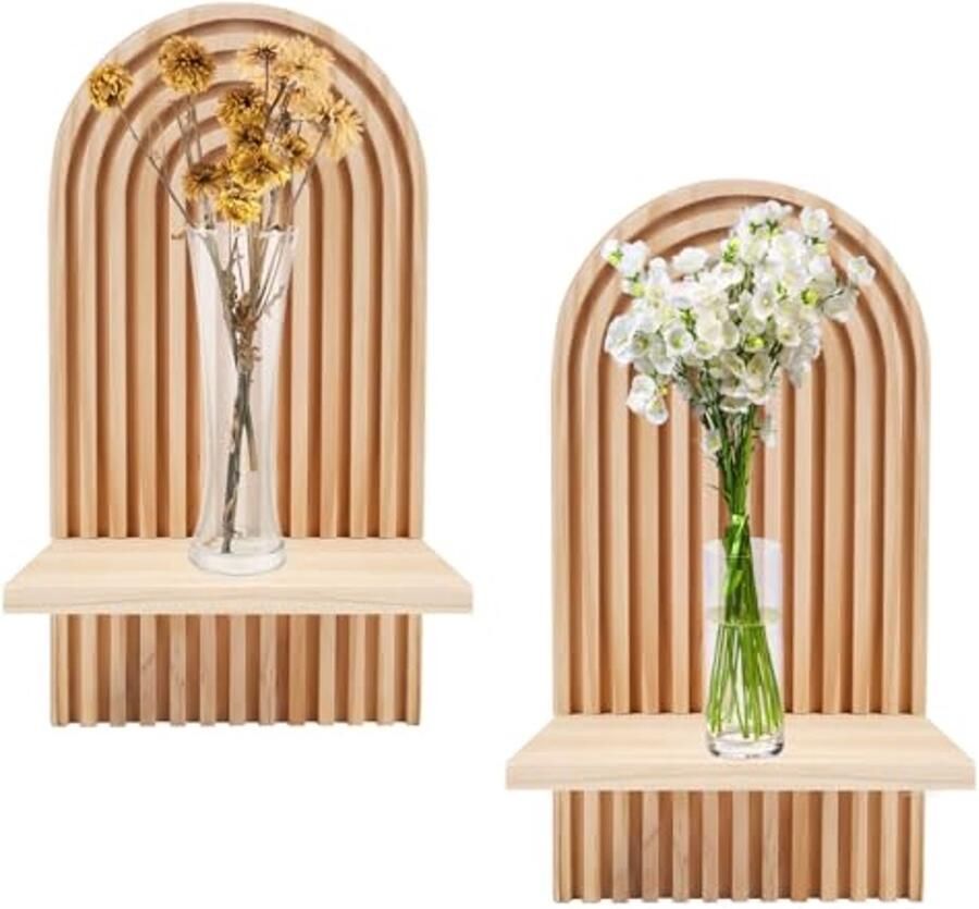 Moderne Boho Wandplanken Set van 2 Drijvende Planken voor Keuken Slaapkamer Badkamer en Tuin