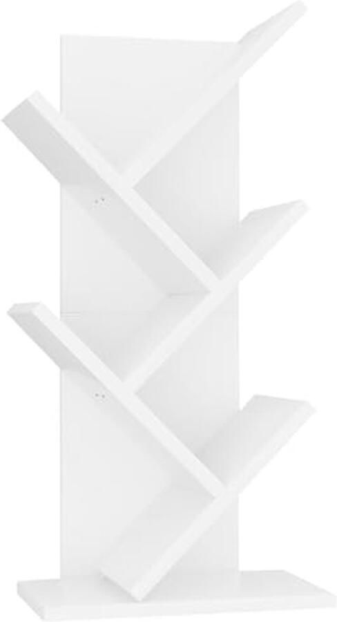 Moderne Boom Boekenplank met 4 Planken Houten Opbergkast voor Boeken Films en CD's Smalle Vertoningsplank voor Slaapkamer en Thuiswerkplek