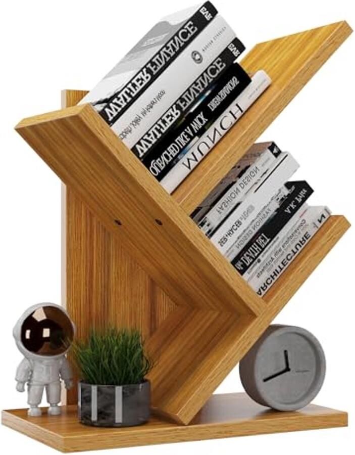 Moderne Boomvormige Boekenplank 2-Laags Bureau Organizer voor Slaapkamer en Thuiswerk