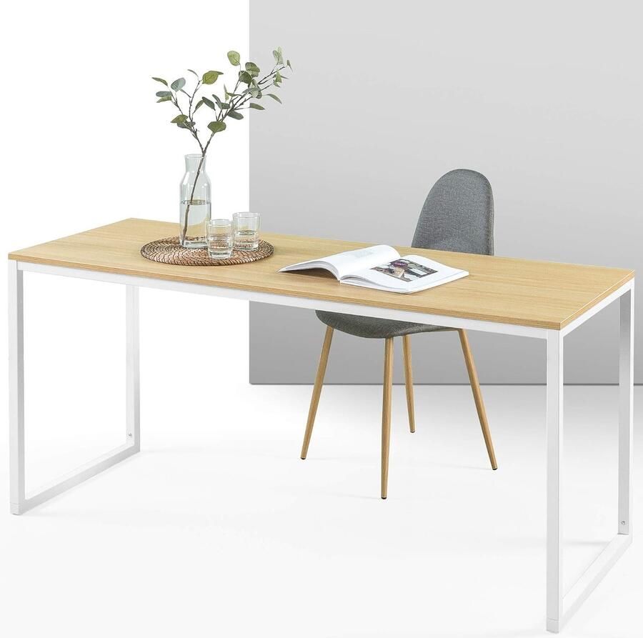 Moderne bureau 160 x 61 x 74 cm robuuste werktafel van metaal en hout