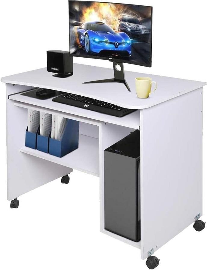 Moderne Bureau met Uittrekbare Toetsenbordplank en Onderste Plank voor Thuis en Kantoor