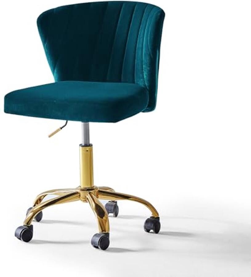 Moderne Bureaustoel zonder Armleuningen Hoogte Verstelbare Kunststof Velours Stoel voor Thuis en Kantoor (Groen)