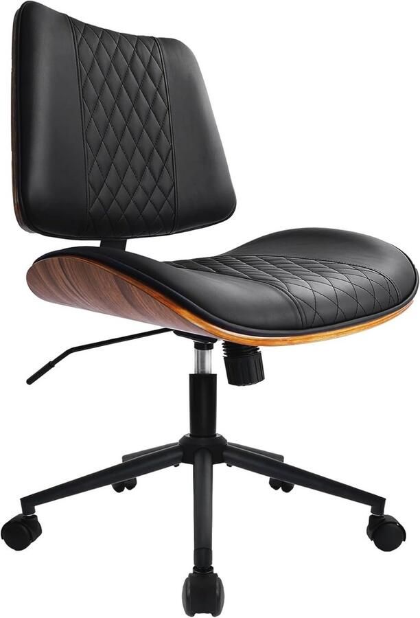 Moderne Bureaustoel zonder Armleuningen Verstelbare Hoogte PU-Leren Vulling Ergonomisch Design voor Thuis en Kantoor