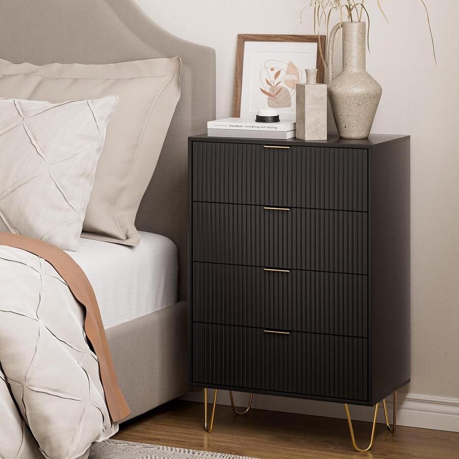 Moderne commode met 4 laden ruime opslag goudkleurige details 1 stuk