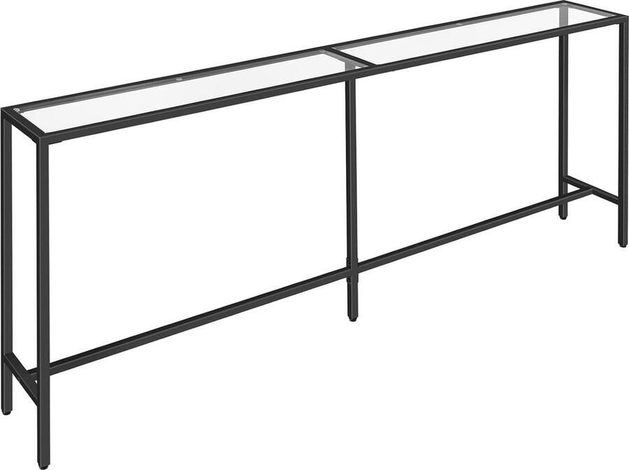 Moderne Consoletafel 180 cm Gehard Glas Geschikt voor Woonkamer en Entree Zwart Metalen Frame