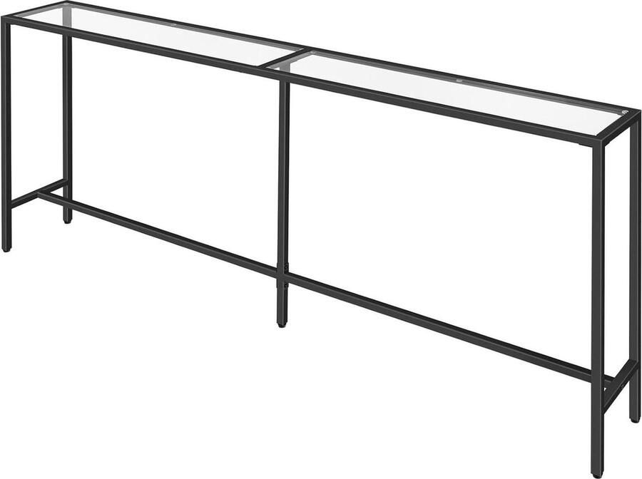 Moderne Consoletafel 180 cm geschikt voor woonkamer en entree zwart gehard glas metalen frame