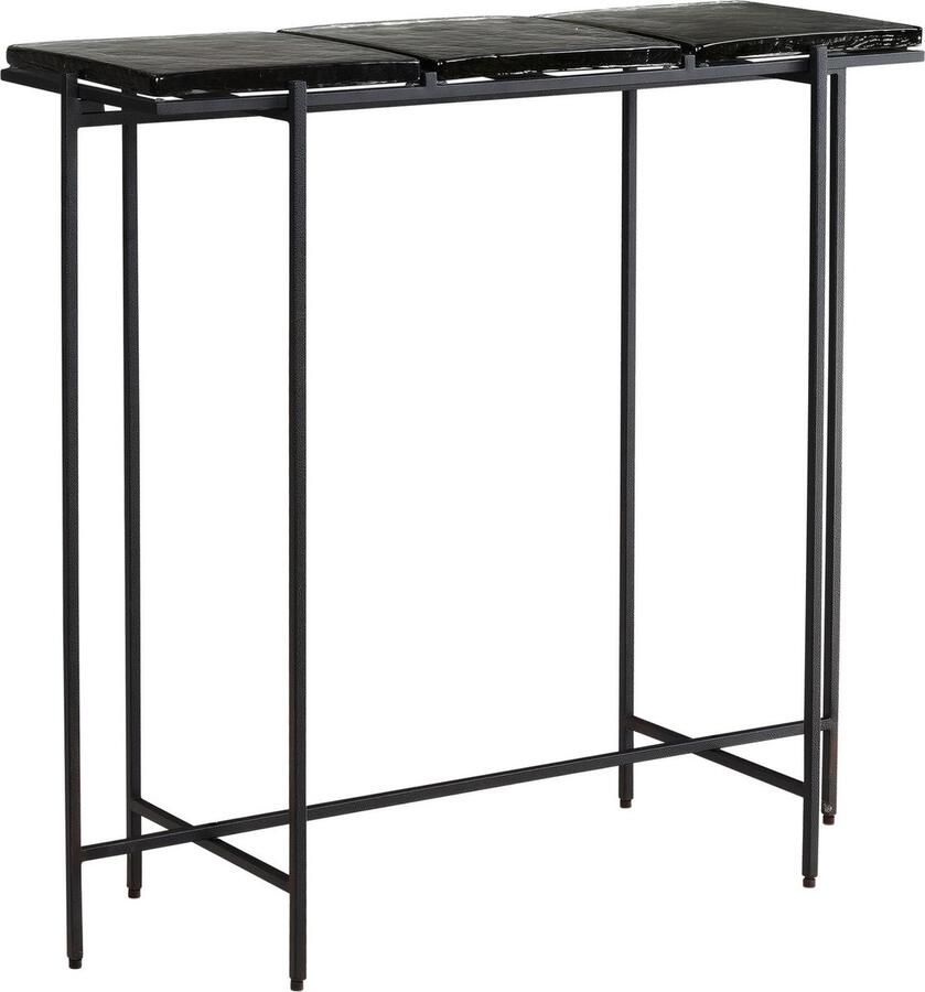 Rootz Living Rootz Moderne consoletafel Ingangstafel Sofatafel Glazen blad Metalen frame Handgemaakt 90 cm x 29 cm x 85 cm