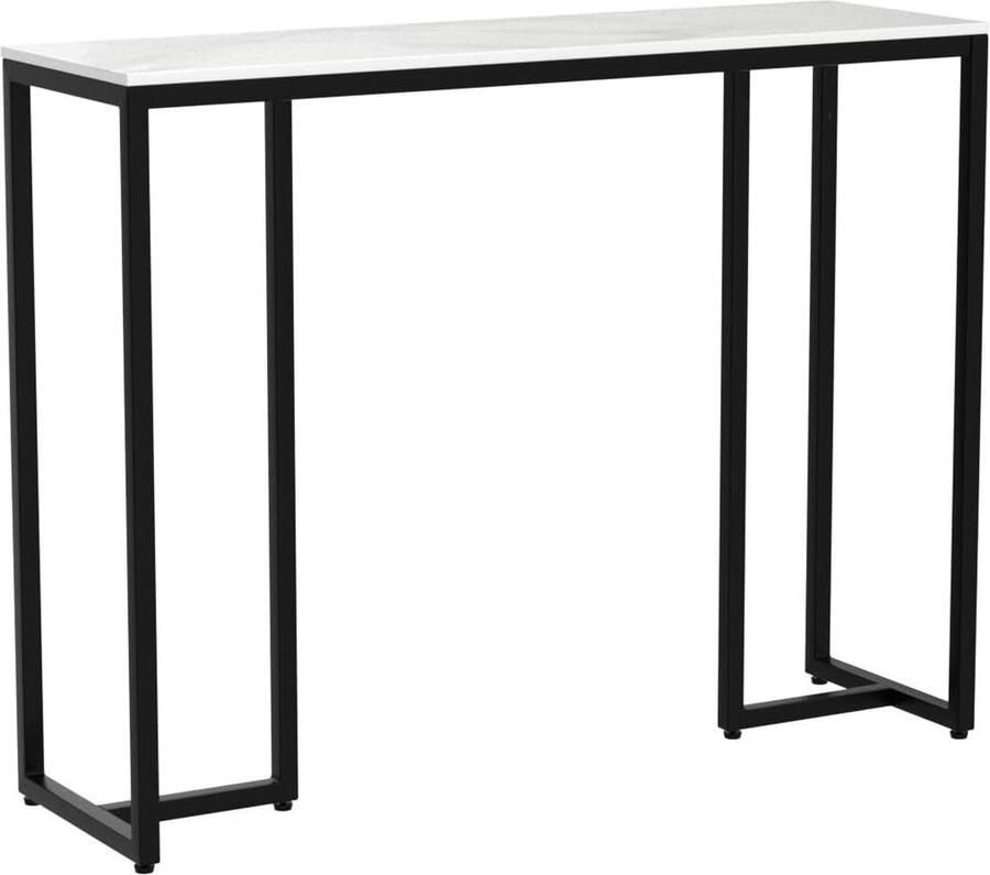 Moderne consoletafel voor hal 100x30x785 cm met echt gesinterd stenen tafelblad en metalen poten Entree bijzettafel voor foyer gang Stijlvolle console