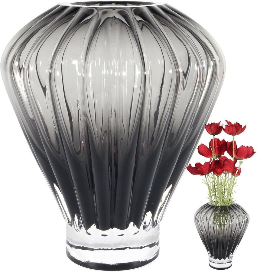 Moderne Decoratieve Glazen Vaas voor Tafel – Handgemaakt Design Geschikt voor Bloemen en Kaarsen
