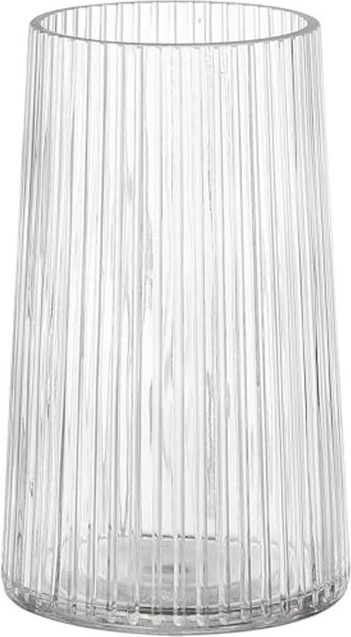 Moderne Doorzichtige Glazen Vaas voor Bloemen 20 cm Elegante Geribbelde Vazen voor Woonkamer Eetkamer Koffietafel en Bruiloft