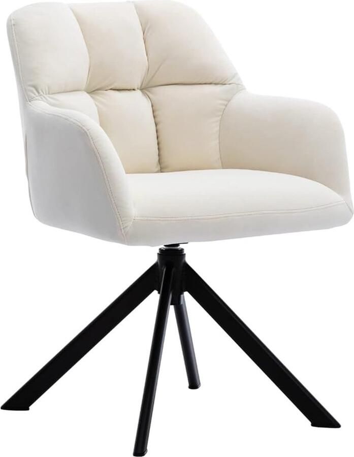 Moderne draaibare bureaustoel van fluweel met metalen poten perfect voor thuis kantoor woonkamer of slaapkamer. Uitgevoerd in elegant wit voor een stijlvolle en comfortabele zitervaring