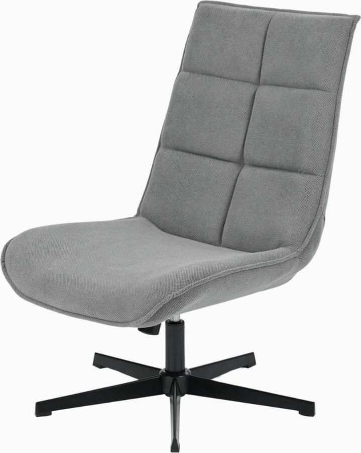 Moderne draaibare loungestoel comfortabele zithouding 1 stuk grijs metalen stof 63 5 x 85 x 93 cm