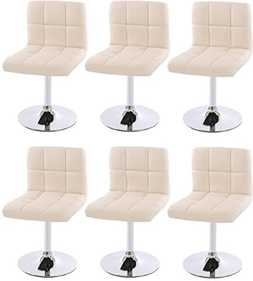 Moderne draaistoel voor de eetkamer Kunstleer Chroom Crème Set van 6