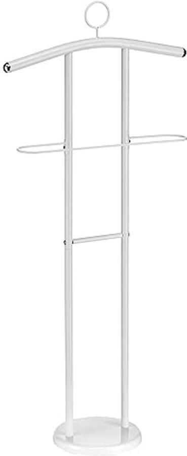 Moderne Dressboy voor Heren met Kleerhanger en Broekrek Wit met Chroom Accenten