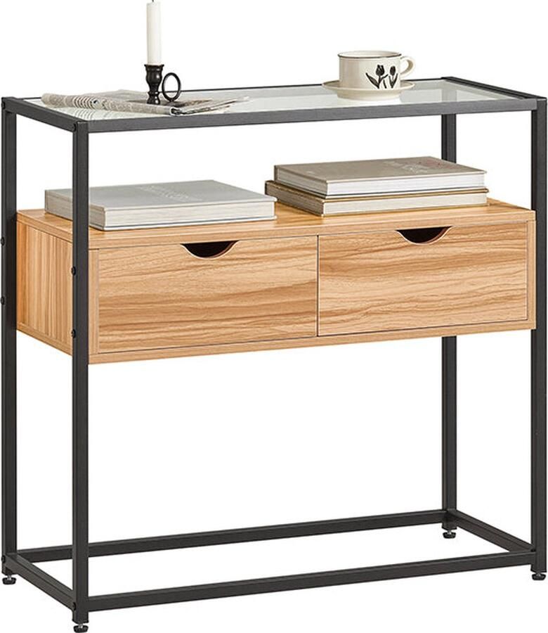 Rootz Living Rootz Moderne Dressoir Consoletafel Haltafel Bijzettafel Glazen blad Ruime opbergruimte Stevig ontwerp Verstelbare poten 81 cm x 78 cm x 35 cm