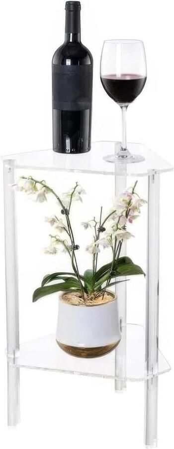 Moderne Driehoekige Acryl Bijzettafel Montage Helder Voor Kleine Ruimtes 40 l x 30 B x 50.8 cm