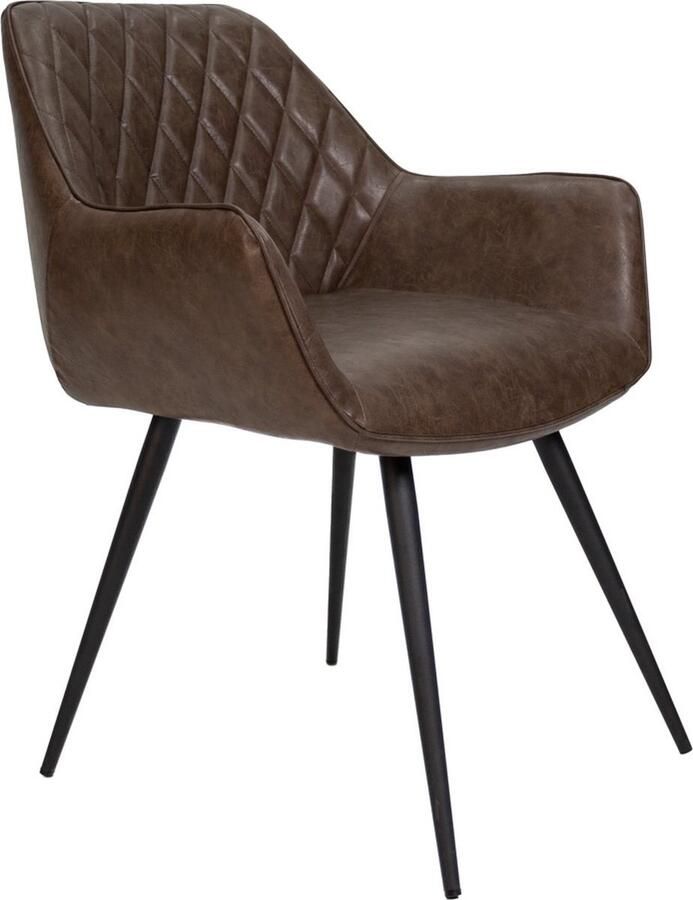 Bolt Edge Moderne Eetkamerstoel Kunstleer met Metalen Poten Zithoogte 49cm Set van 1