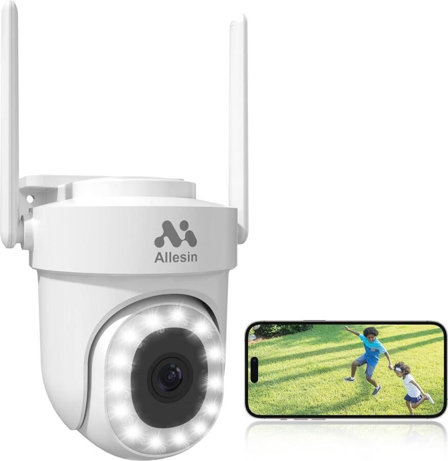 2K Bewakingscamera voor Buiten 360° Beeld 4 MP Nachtzicht 2-Weg Audio AI Bewegingsdetectie