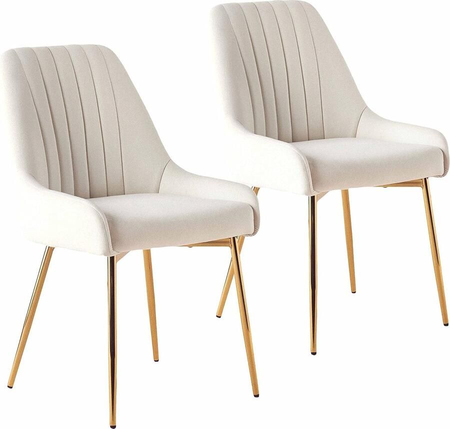 Moderne Eetkamerstoelen Set van 2 Fluwelen Gestoffeerde Armloze Stoelen voor Woonkamer en Keuken