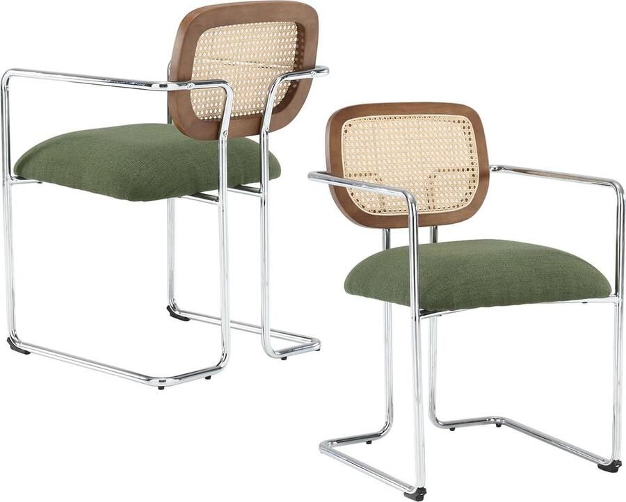 Moderne eetkamerstoelen set van 2 Linnen gestoffeerde keukenstoelen met metalen poten Elegant en comfortabel