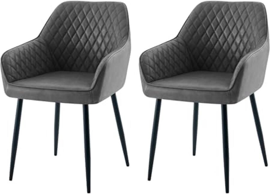 Moderne eetkamerstoelen set van 2 PU-leer met armleuningen en metalen poten