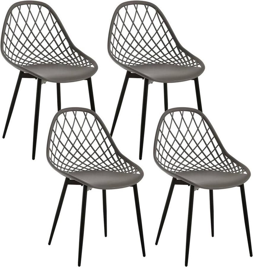 Rootz Living Rootz moderne eetkamerstoelen set van 4 ergonomische zitting stoelen met metalen poten stevig en duurzaam comfortabel ontwerp gemakkelijk schoon te maken 52 cm x 83 5 cm x 53 cm