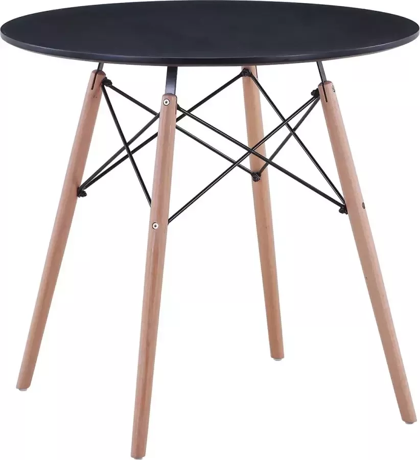 Moderne Eettafel 4 Persoons Tafel Hout Zwart Rond Industrieel Koffietafel Tafel Tafeltje Bijzettafel Hout