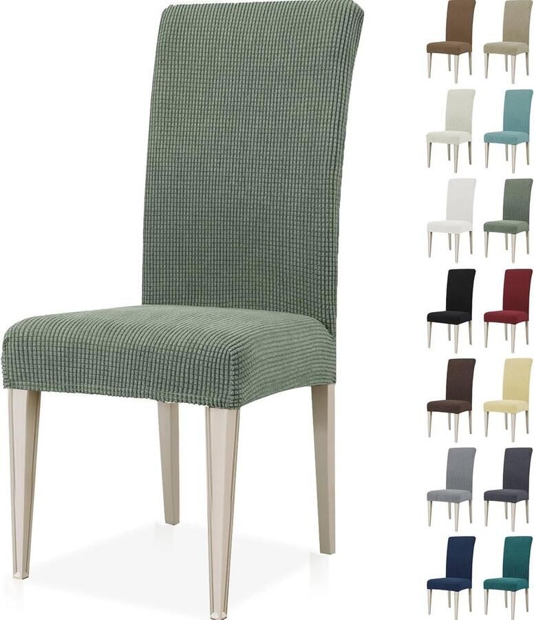 Moderne Elastische Stoelhoezen 2 Stuks Universele Wasbare Eetstoelhoes voor Eetkamerstoel Lichtgroen
