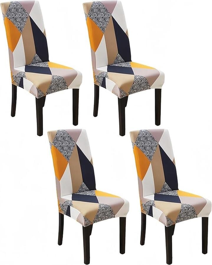 Moderne elastische stoelhoezen 4 stuks magische kubuskleur afneembare elastische eetkamerstoelhoezen verstelbare stoelhoezen geschikt voor eetkamerstoelen in restaurants keukens feestzalen en kantoren