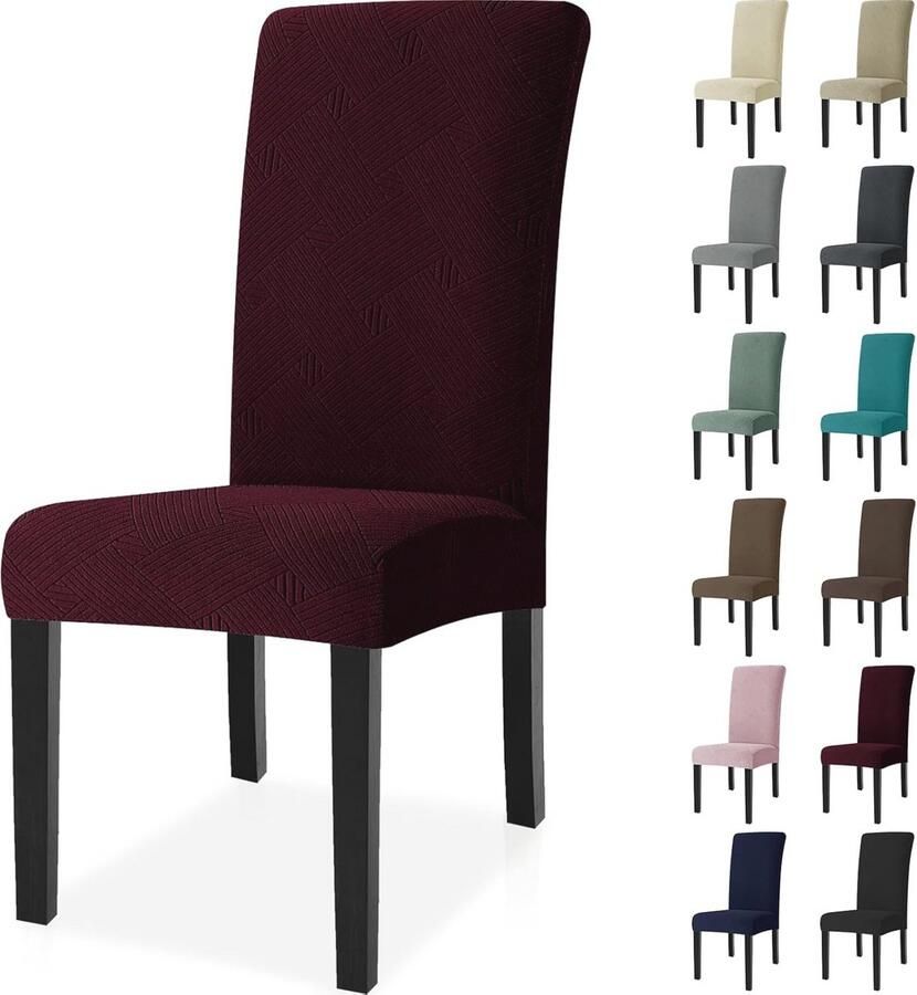 Moderne Elastische Stoelhoezen 6 Stuks Universele Eetstoelhoezen Voor Thuis en Restaurant Verwijderbaar en Wasbaar Rood