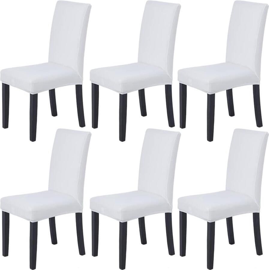 Moderne elastische stoelhoezen Bescherming en decoratie voor alle soorten stoelen 6 stuks wit