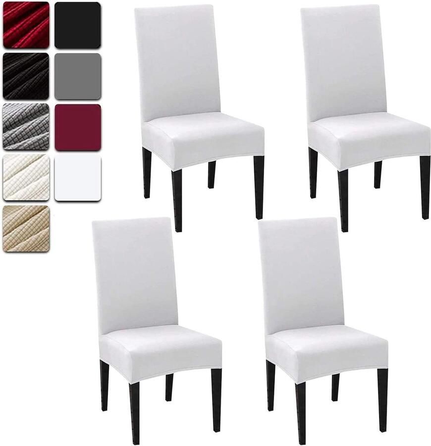 Moderne elastische stoelhoezen voor bruiloft feesten bi-elastisch en zeer duurzaam set van 4 wit Stoelhoezen