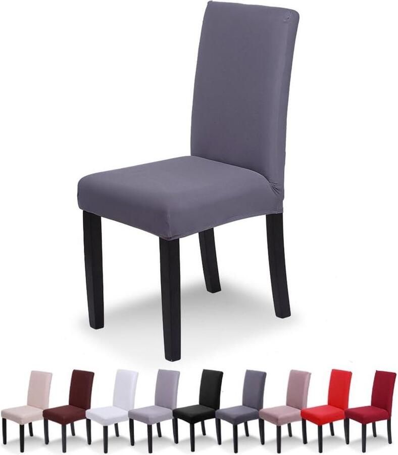 Moderne elastische stoelhoezen voor bruiloftsfeesten grijs set van 6 stuks Stoelhoezen