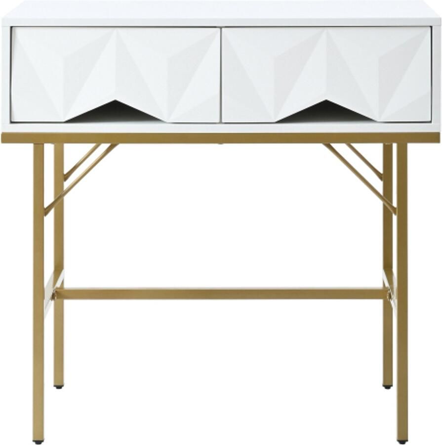 Zonder merk Gotagee Moderne Elegante Consoletafel Geometrisch 3D Lade Ontwerp Voor Entree En Woonkamer Wit + Gouden Poten