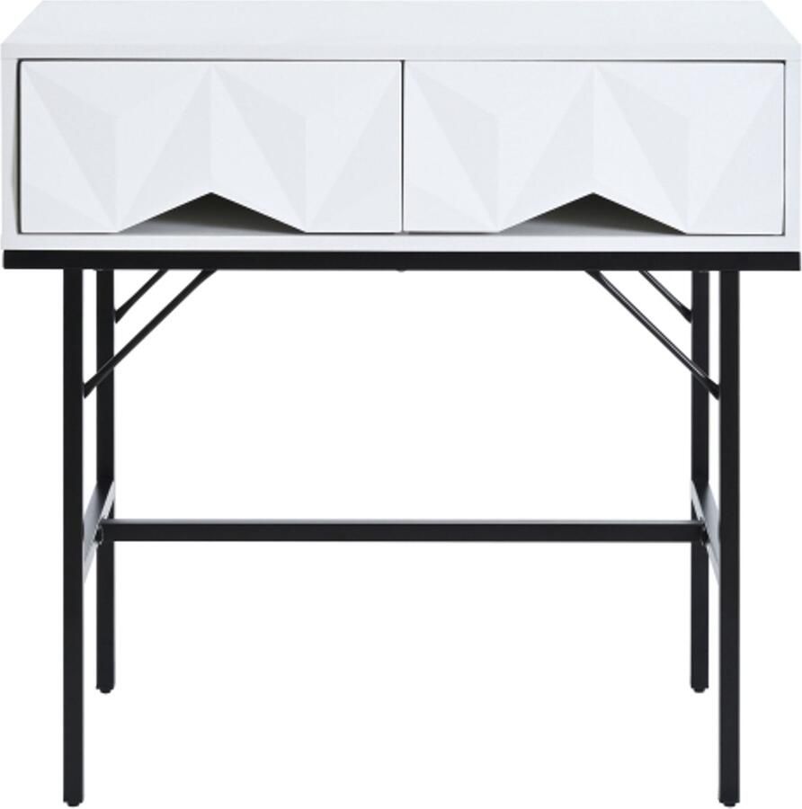 Zonder merk Gotagee Moderne Elegante Consoletafel Geometrisch 3D Lade Ontwerp Voor Entree En Woonkamer Wit + Zwarte Poten