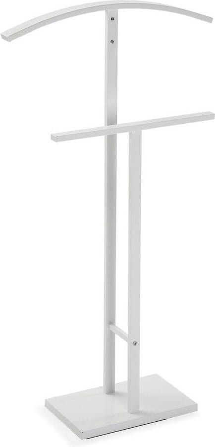 Moderne en multifunctionele valet met 2 haken of hangers voor heren- of dameskleding afmetingen (H x L x B) 100 x 20 x 52 cm staal wit