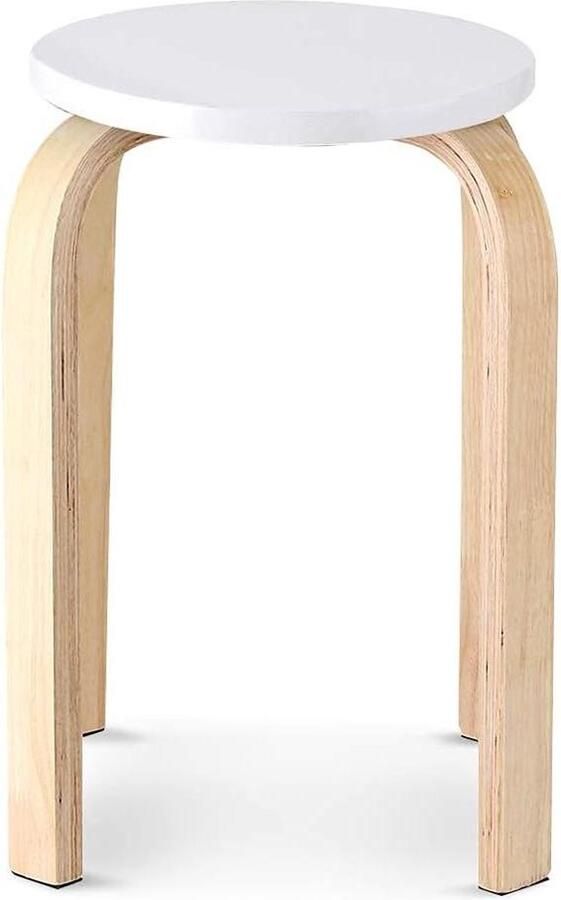 Moderne ronde kruk van gebogen hout antislipvoeten stapelbaar slaapkamer en woonkamer 455 x 30 cm