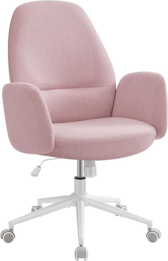 Moderne Ergonomische Draaistoel In Hoogte Verstelbare Bureaustoel met Armleuningen en Schommelfunctie in Pastelroze