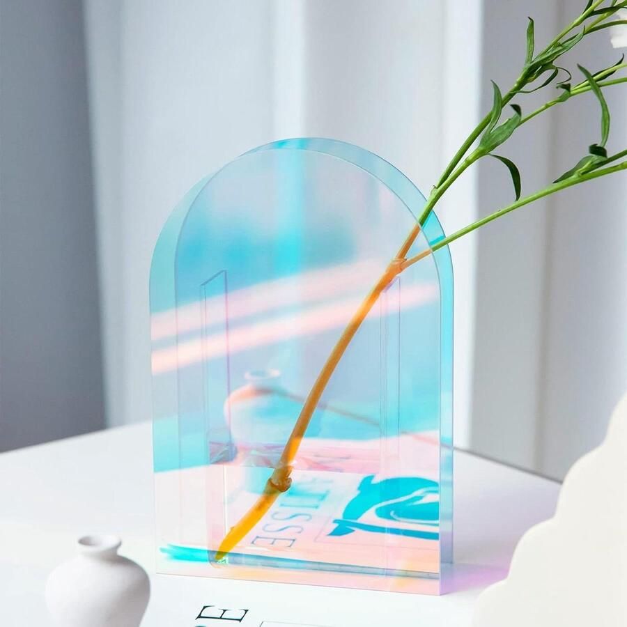 Moderne esthetische acryl vaas voor kamerdecoratie transparant retro design voor slaapkamer woonkamer tafel en kantoor kleurrijk