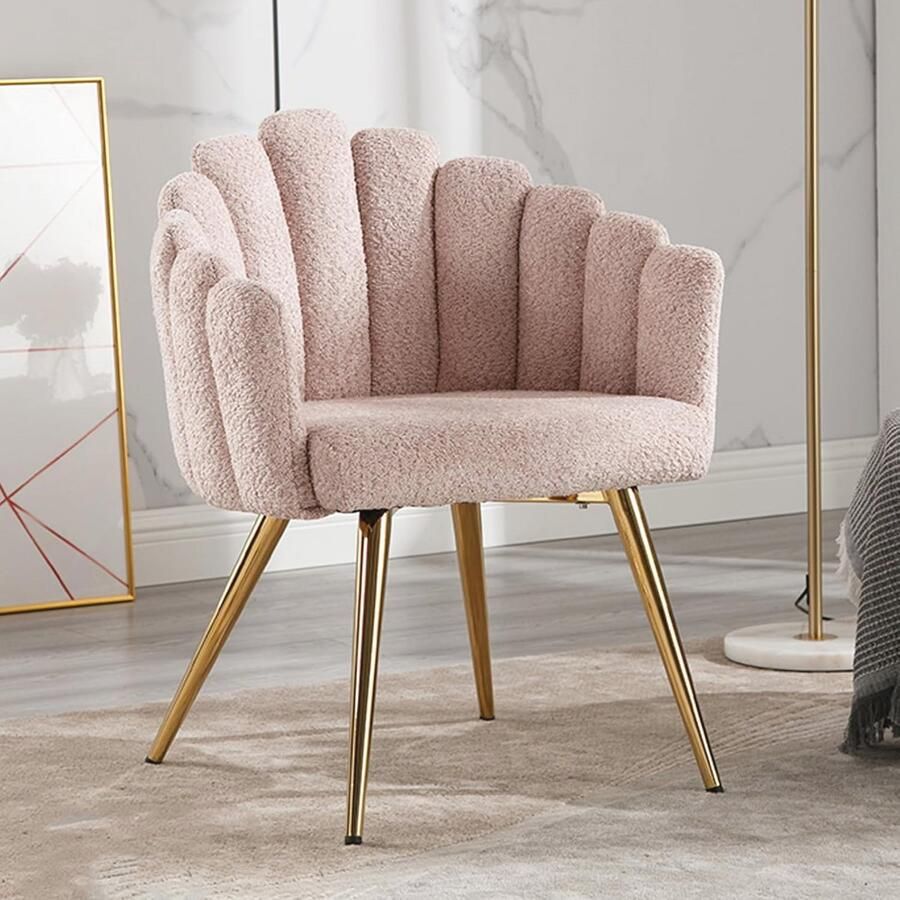 Moderne fauteuil met kunstbont Roze loungestoel voor woonkamer en slaapkamer