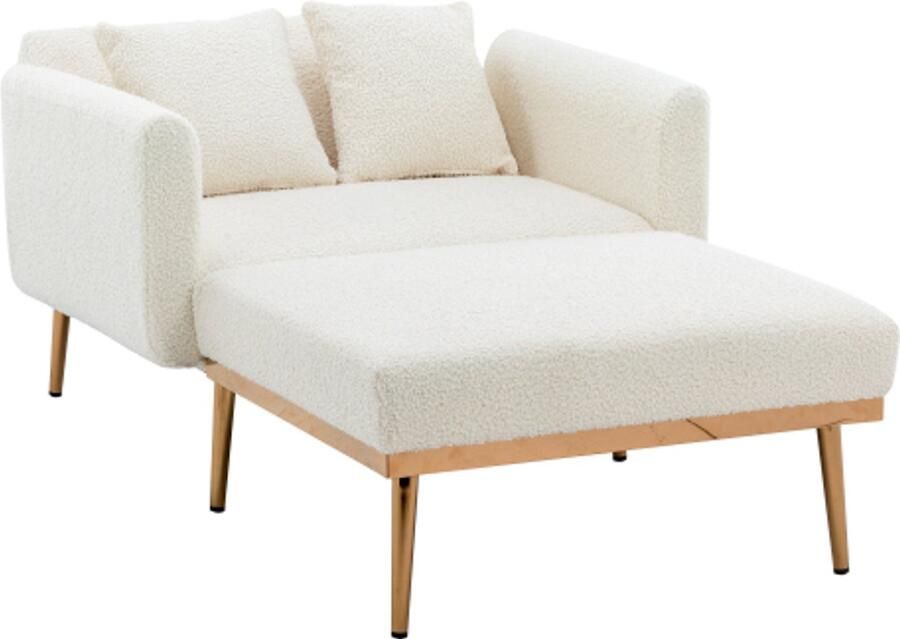 Moderne fauteuil verstelbare rugleuning relaxfauteuil opvouwbare bankstoel geschikt voor woonkamer slaapkamer studeerkamer fauteuil (wit)