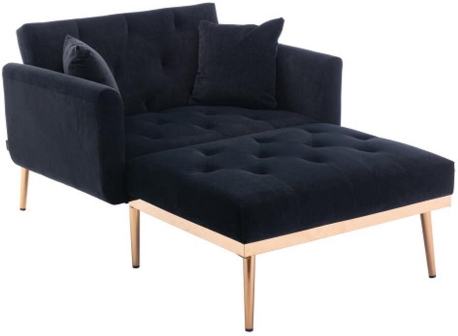 Moderne fauteuil verstelbare rugleuning relaxfauteuil opvouwbare bankstoel geschikt voor woonkamer slaapkamer studeerkamer fauteuil (zwart)