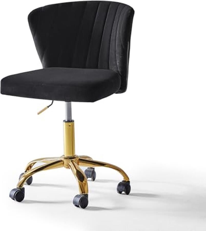 Moderne Fluwelen Bureaustoel zonder Armleuningen Hoogte Verstelbaar en met Zwenkwielen voor Woonkamer en Slaapkamer