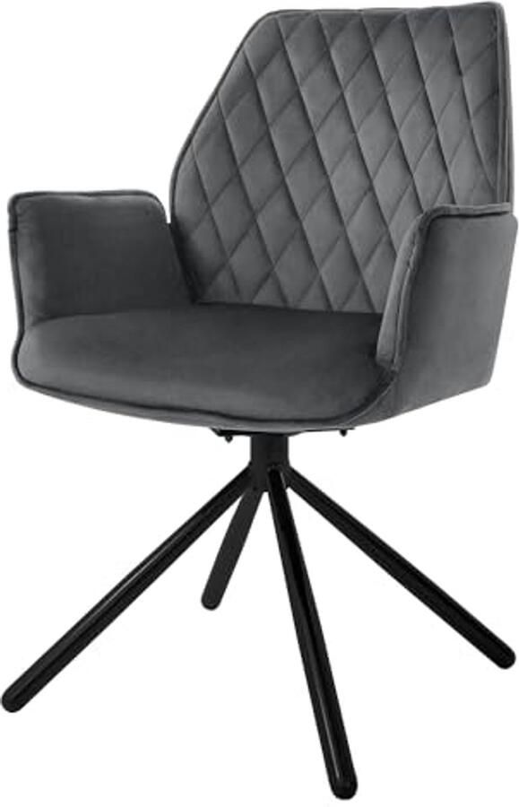 Moderne fluwelen eetkamerstoel met draaifunctie en armleuningen