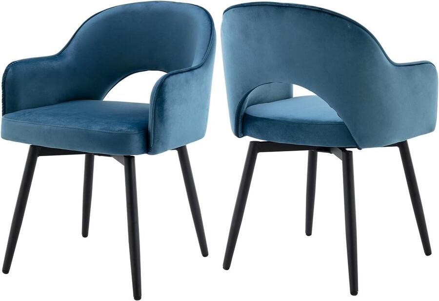 Moderne Fluwelen Eetkamerstoelen Set van 2 Draaibare Accentstoelen voor Thuis en Kantoor