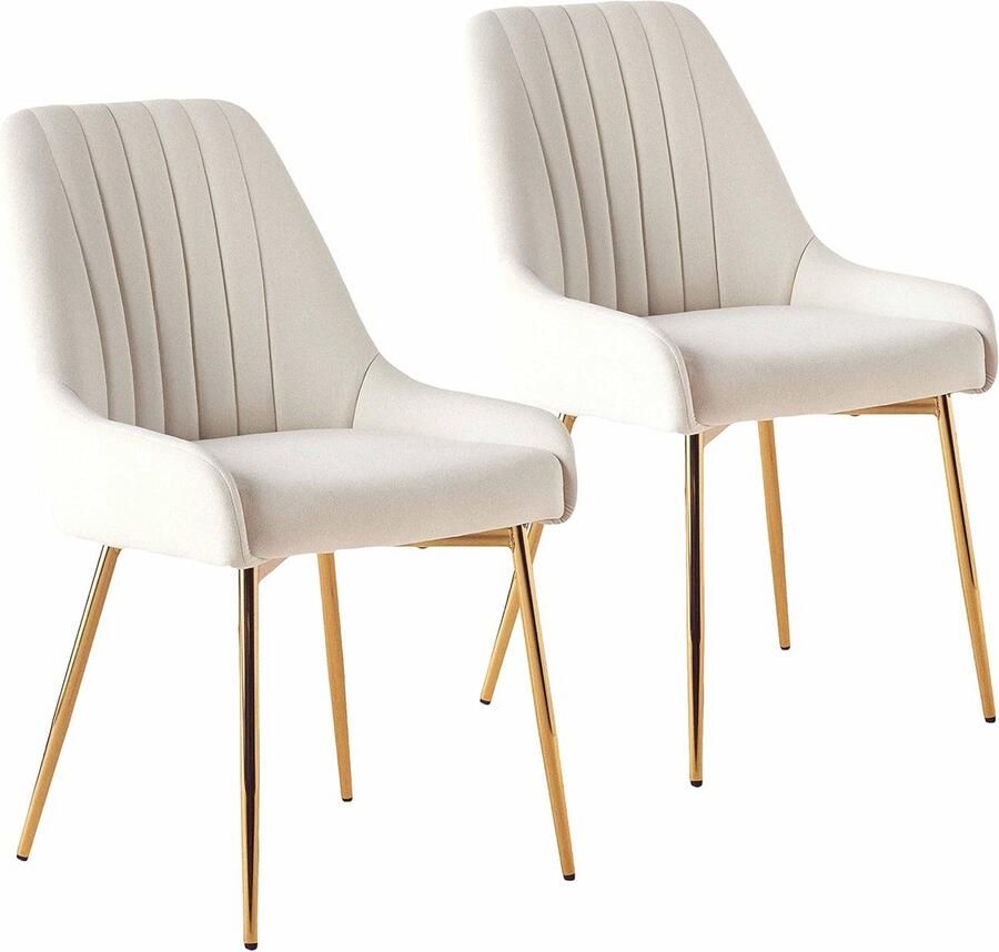 Moderne Fluwelen Eetkamerstoelen Set van 2 Gestoffeerde Armloze Stoelen voor Woonkamer en Keuken