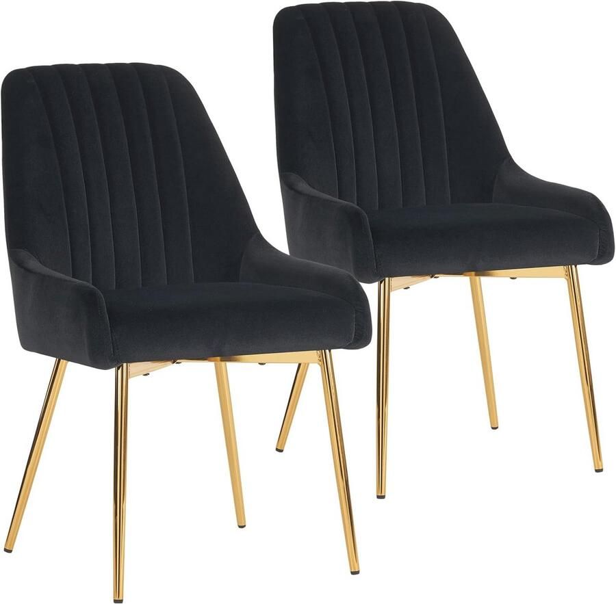 Moderne Fluwelen Eetkamerstoelen Set van 2 Gestoffeerde Armloze Woonkamerstoelen