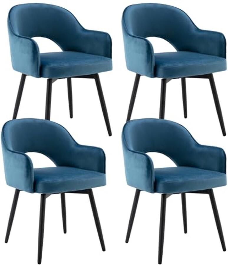 Moderne fluwelen eetkamerstoelen Set van 4 draaibare stoelen voor woonkamer en thuiskantoor