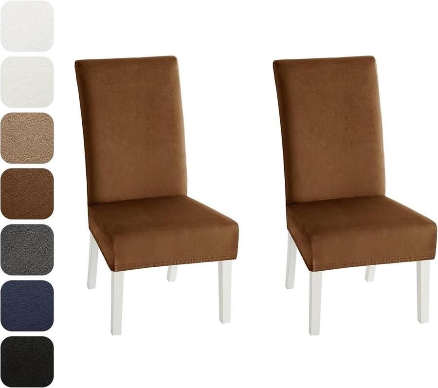 Moderne fluwelen eetkamerstoelhoezen set van 2 Stretch stoelhoes afneembaar en wasbaar Decoratie voor woonkamer en keuken Donkere curry kleur Bruiloftsfeest beschermer