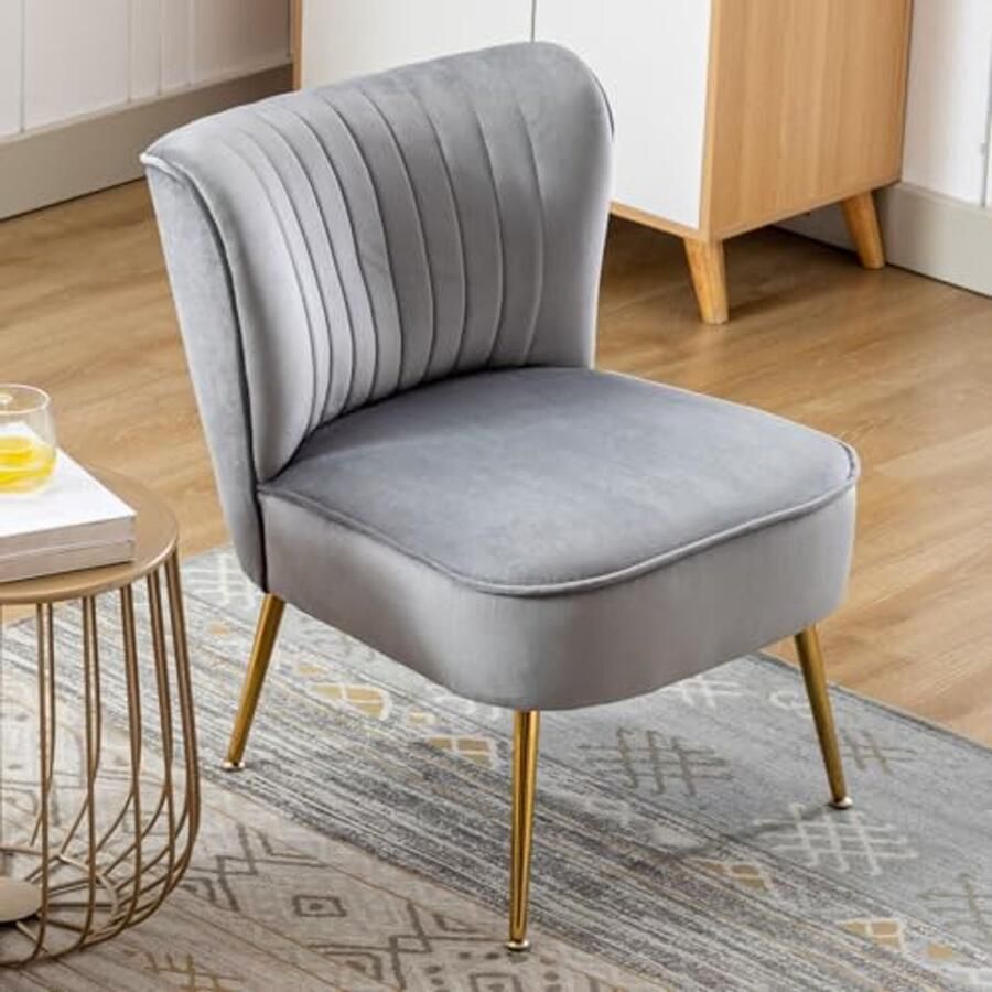 Moderne fluwelen kuipstoel zonder armleuning voor woonkamer en balkon